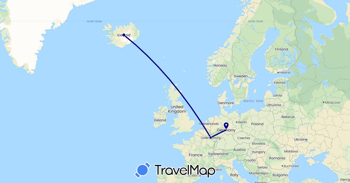 TravelMap itinerary: driving in Germany, Iceland, Luxembourg (Europe)